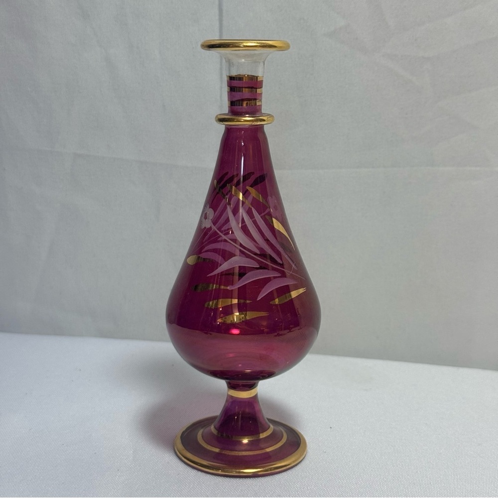 Vintage Elegant Boho Egyptian Colorful Handblown Glass Perfume Bottles Set - Picture 4 of 12